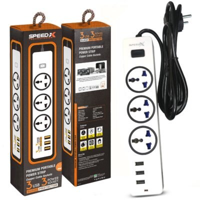 303pu Speed-X Premium Portable Power Strip 3socket+3usb Port CABEL LENGTH 2M