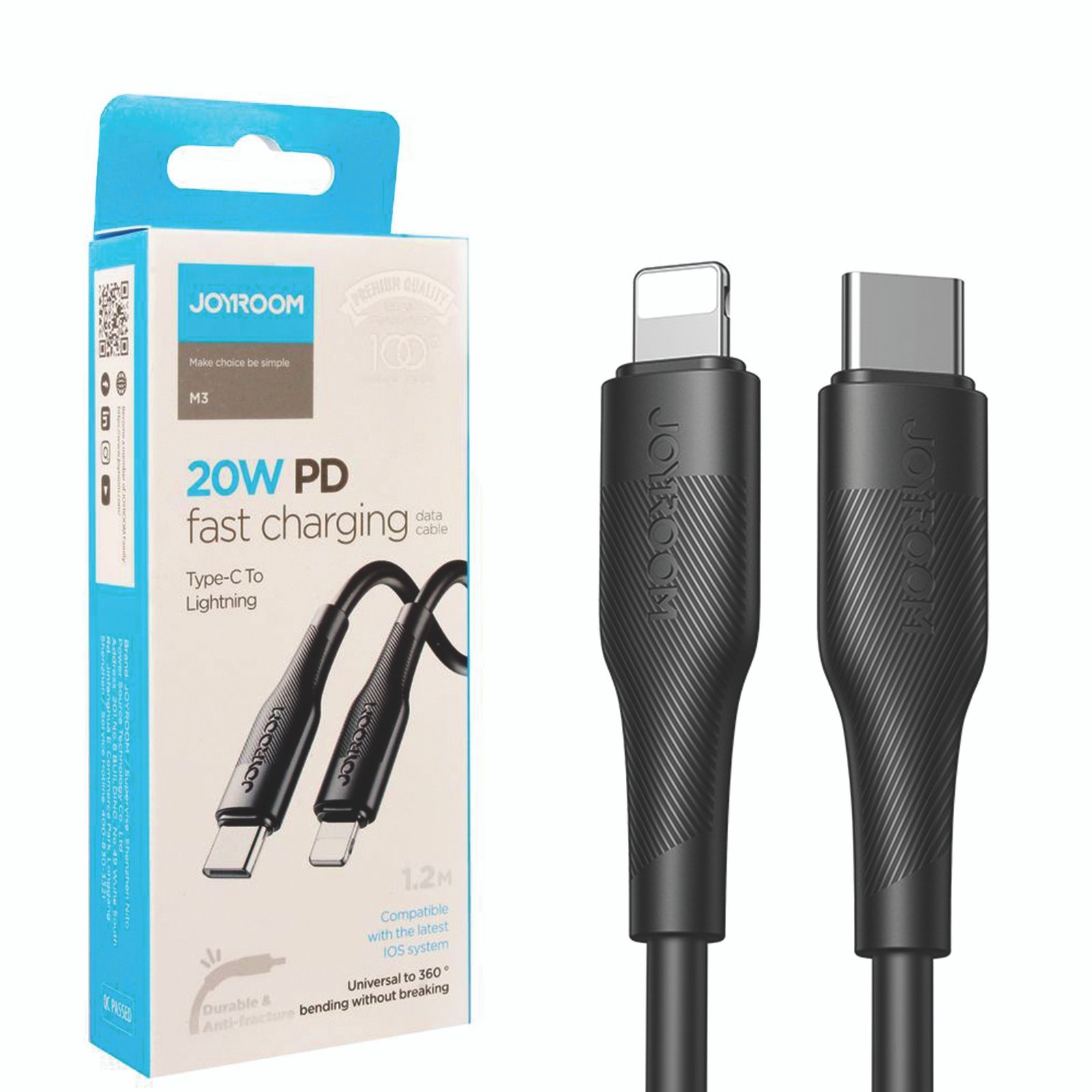 JOYROOM S-1224M3 TYPE-C TO LIGHTNING FAST CHARGING CABLE 1.2M BLACK