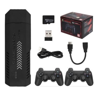 X2 64GB PLUS RETRO 3D 32000+ VIDEO GAMES 4K HD OUTPUT GAME STICK WITH 2 WIRELESS CONTROLLERS
